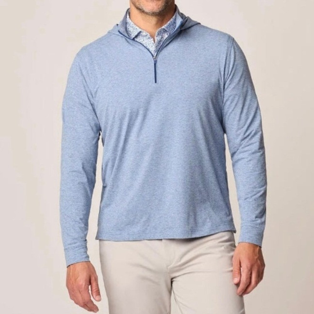 Johnnie-O Performance Hoodie Mens 4XB Blue Slaton 1/4 Zip UPF 50 JMHD10005B NEW - Picture 1 of 6